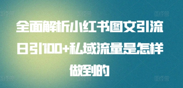 全面解析小红书图文引流日引100私域流量是怎样做到的-俗人博客网