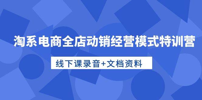 淘系电商全店动销经营模式特训营，线下课录音+文档资料-俗人博客网