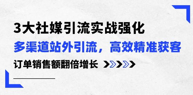 3大社媒引流实操强化，多渠道站外引流/高效精准获客/订单销售额翻倍增长-俗人博客网