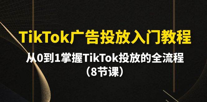 TikTok广告投放入门教程，从0到1掌握TikTok投放的全流程（8节课）-俗人博客网