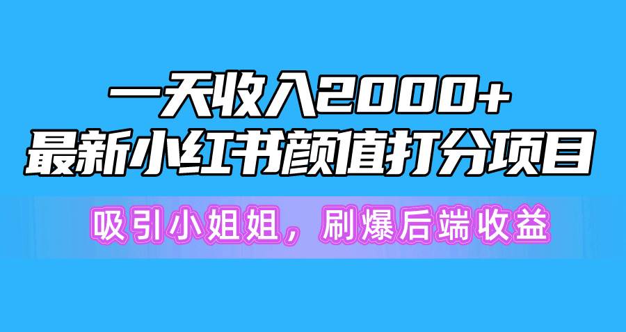 一天收入2000+，最新小红书颜值打分项目，吸引小姐姐，刷爆后端收益-俗人博客网