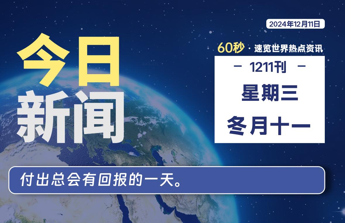 12月11日，星期三, 每天60秒读懂全世界！-俗人博客网