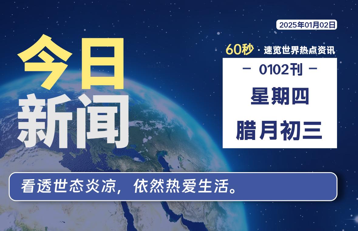 01月02日，星期四, 每天60秒读懂全世界！-俗人博客网