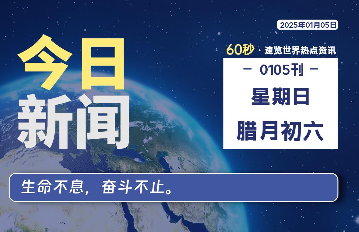 01月05日，星期日, 每天60秒读懂全世界！-俗人博客网