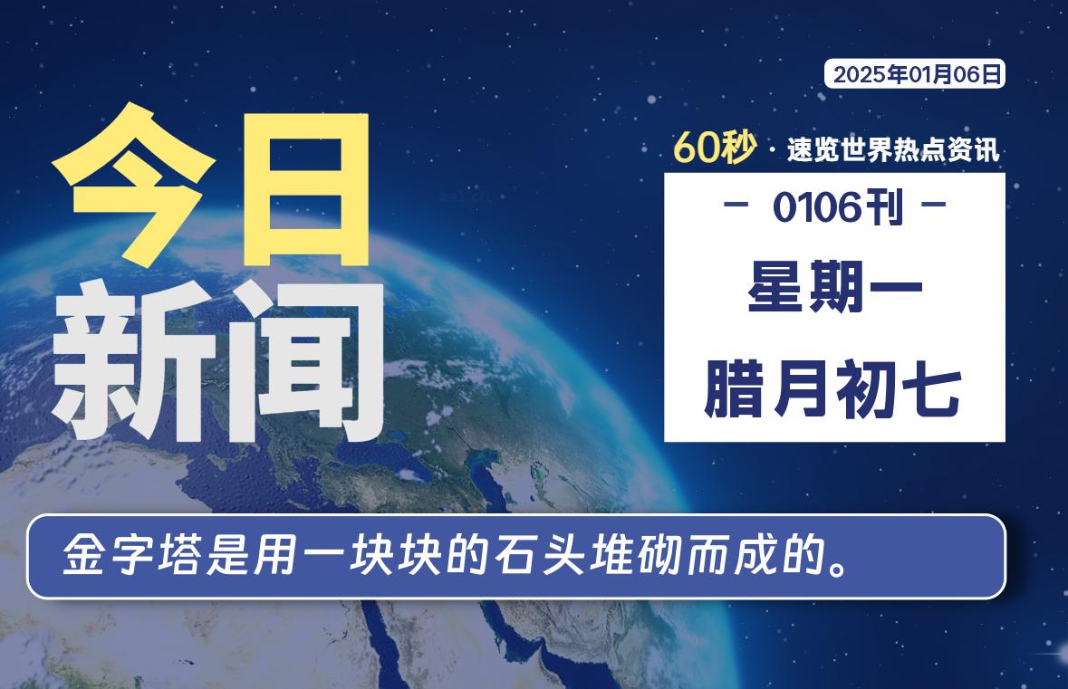 01月06日，星期一, 每天60秒读懂全世界！-俗人博客网