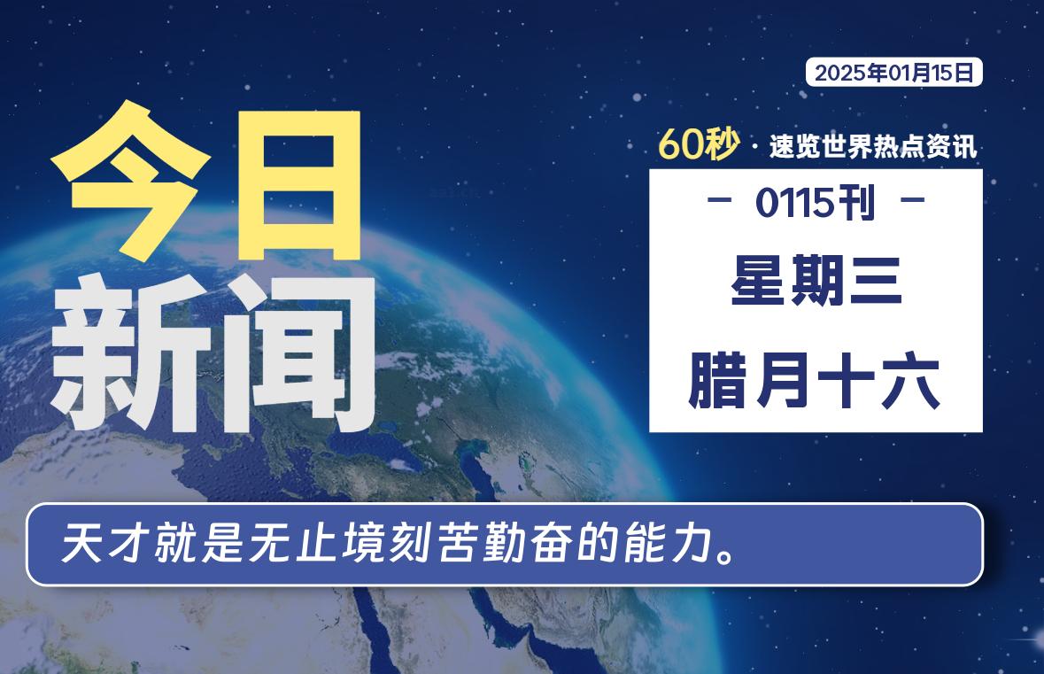 01月15日，星期三, 每天60秒读懂全世界！-俗人博客网